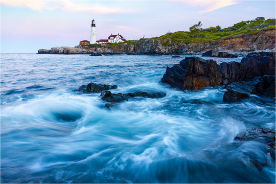 Ocean Waves Under Portland Head Light, Maine