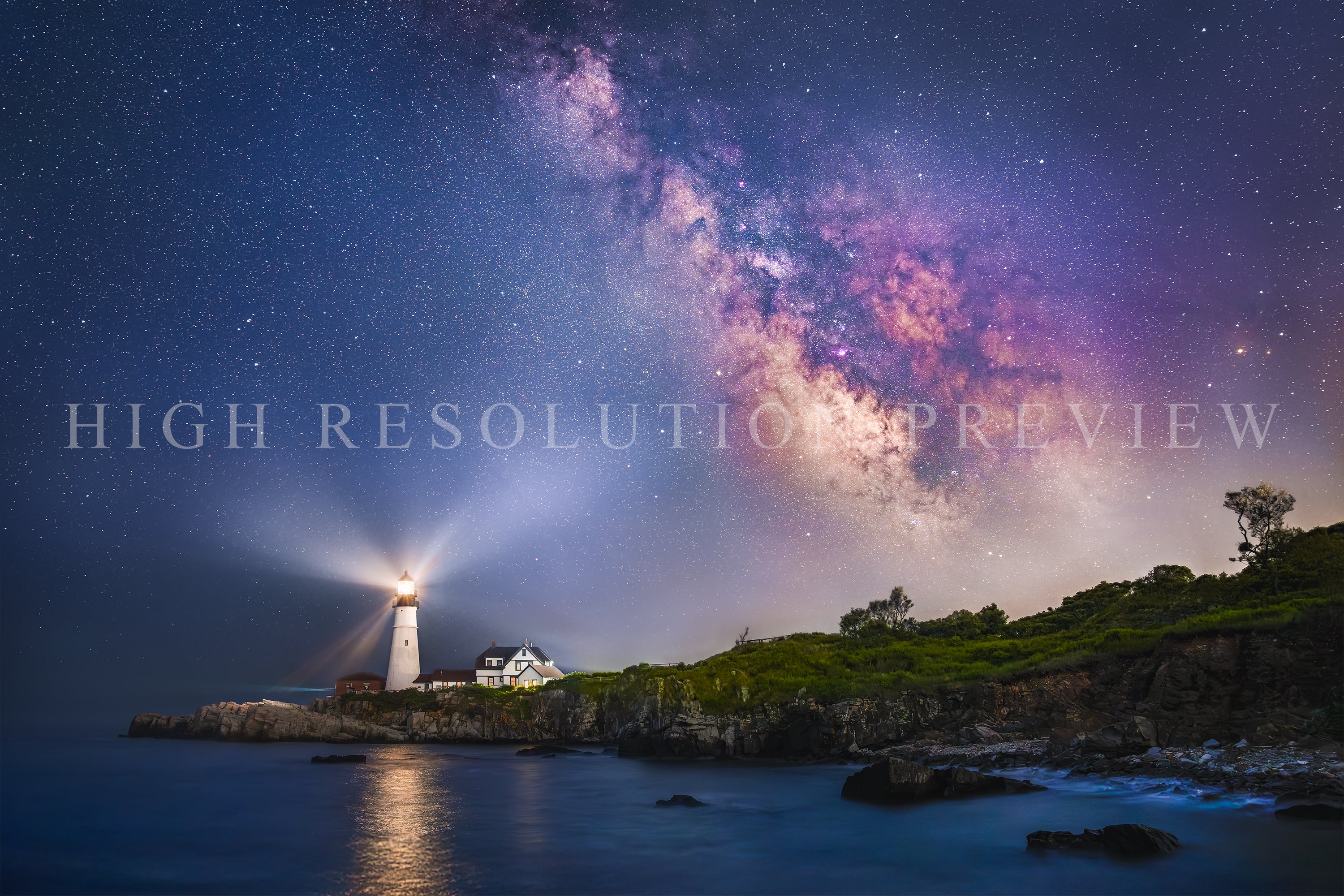 Portland Head Light Under the Stars, Maine